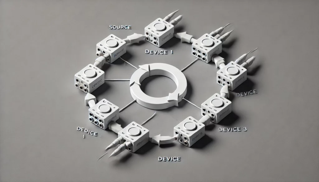 Schéma de fonctionnement de la configuration en anneau pour l'Ethersound