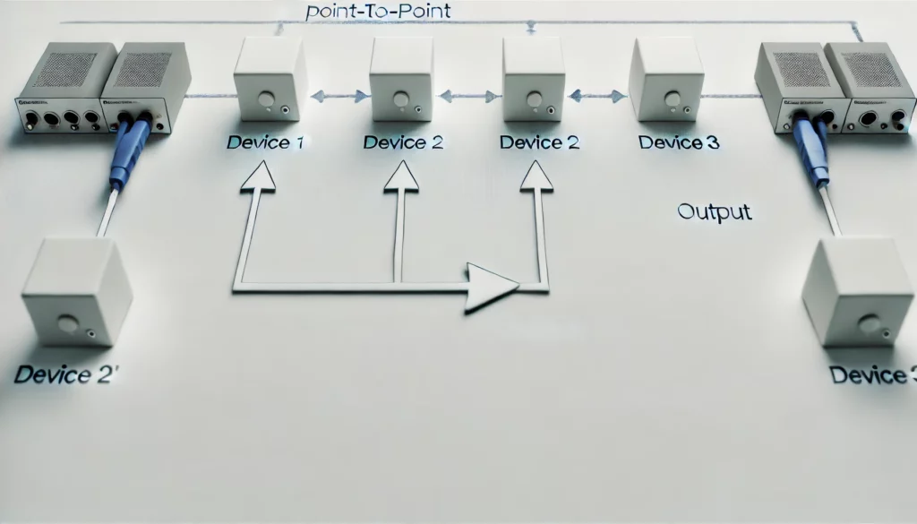 Schema de fonctionnement du mode Point à point pour l'Ethersound